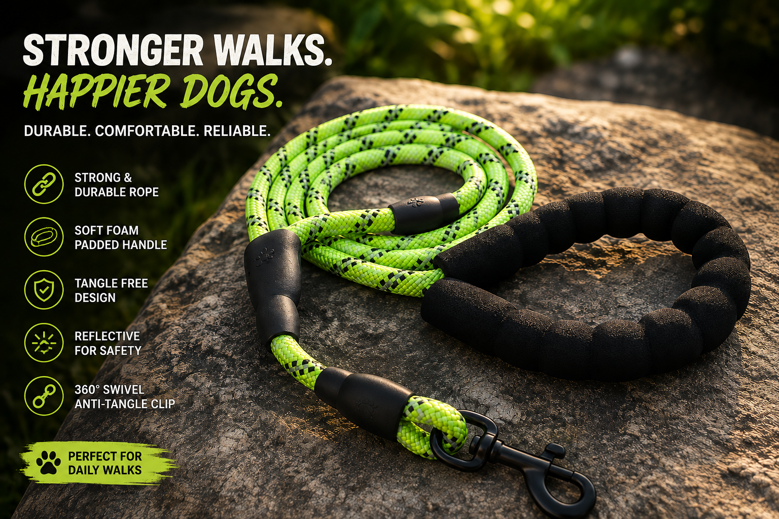 PawNest Reflective Rope Dog Leash 🐾