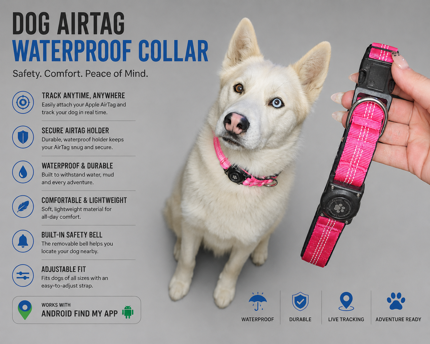 PawNest AirTag Dog Collar Combo